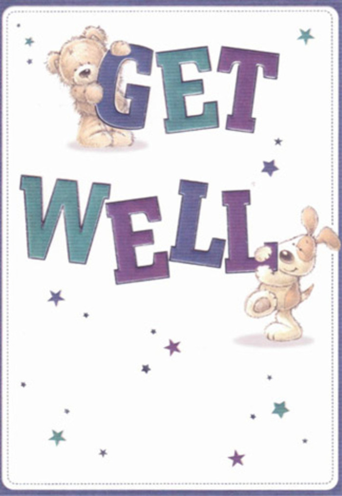 This vibrant get well card overflows with warmth and encouragement, beautifully illustrated in a way that echoes the neighbourly kindness found throughout Bromley Common. At the heart of the design, a friendly teddy bear and a lively puppy join forces to pass along wishes for a swift recovery. Their charming features-a bear's plush fur and a puppy's velvety ears-are drawn with such realistic softness, you can almost sense their comforting embrace. Bold, playful letters in luxurious shades of indigo and aqua spell out 'Get Well,' providing a strong focal point and mirroring the calming tones often found in Bromley Common Florist's flower selections. Scattered around the card, luminous stars sparkle in deep purples and soothing blue hues, adding to the atmosphere of hope and positive energy. The crisp white backdrop amplifies the whole mood, much like sunlight flooding in through the windows of local homes, creating clarity and comfort for those on the mend. The overall composition feels much like arranging a recovery bouquet-each animal and star carefully placed, every colour thoughtfully chosen to uplift spirits. As the bear proudly grips the 'GET' and the puppy affectionately leans into the 'WELL,' there's a sense of unity and tender encouragement that mirrors the supportive, close-knit community of Bromley Common. Sending this card alongside a bunch of fresh blooms delivers not just a message, but a gentle promise of recovery and renewed hope.